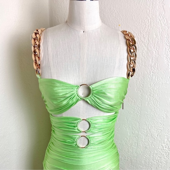 $650 Bronx & Banco Nadia MIDI Dress in Neon Mint - Picture 6 of 12